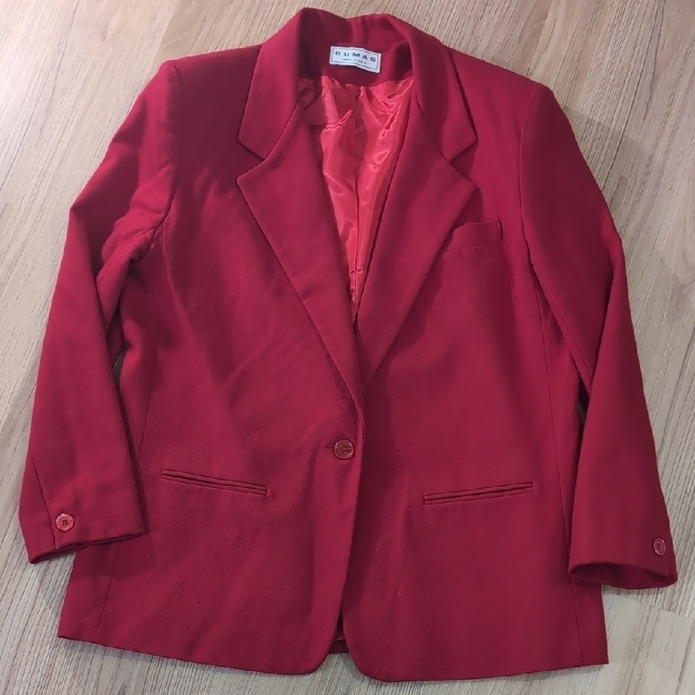 Pierre Dumas Red Blazer Structured Suit Jacket